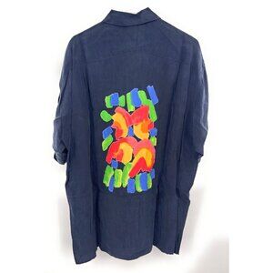 Gillio Button Up‎ Shirt Blue Abstrat Mens Sz L NWT Ricardo